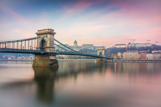 Sunrise At Budapest Chain Bridge, Hungary