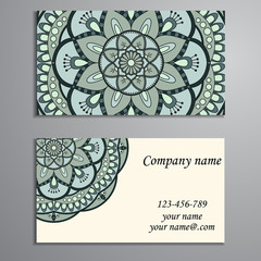 Business Card. Vintage decorative elements. Ornamental floral bu