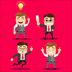 Fototapeta premium Vector set of manager or business man character.