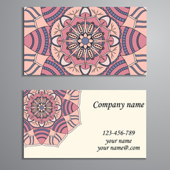 Business Card. Vintage decorative elements. Ornamental floral bu