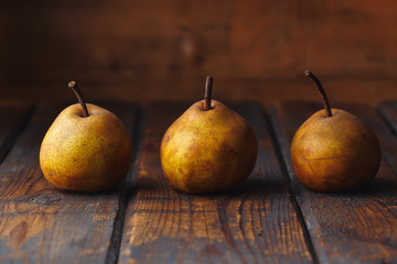 Brown Pears On Table