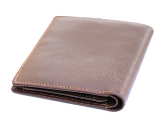 Brown leather wallet isolated on white background