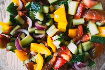 Salad in a plate close-up.