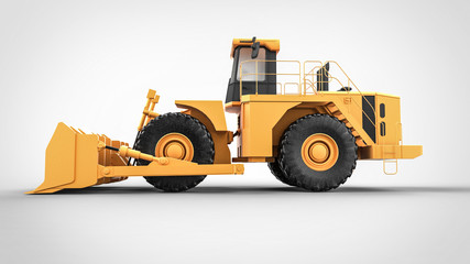 Tractor Construction Bulldozer 3d yellow side view