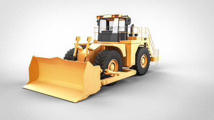 Fototapeta premium Tractor Bulldozer 3d yellow 
