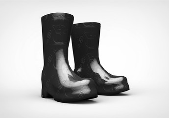 Black Boots Rubber isolated 