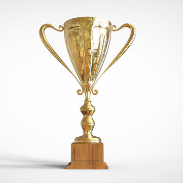 Gold 3d Trophy isolated white background