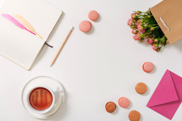 Flat lay of designers workplace