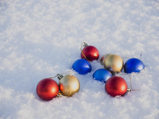 Christmas decorations in the snow

