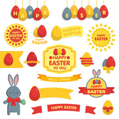 Cute Easter set of labels, ribbons and other