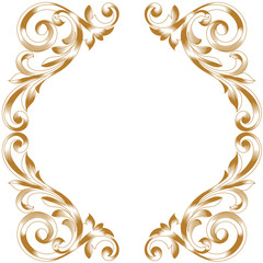 Golden vintage border frame engraving with retro ornament pattern in antique baroque style decorative design. Vector.