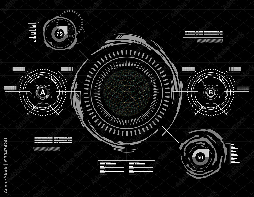 Poster infographic elements. head-up display elements for the web and app. futuristic user interface. virtu