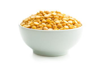 Yellow split peas in bowl.