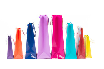 Multicoloured and bright shopping packages for gifts and presents