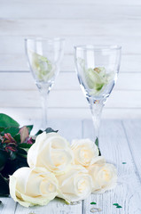 Two glasses with flowers