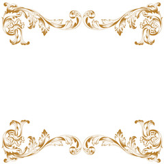 Golden vintage baroque ornament, corner. Retro pattern antique style acanthus. Decorative design element filigree calligraphy vector. - stock vector