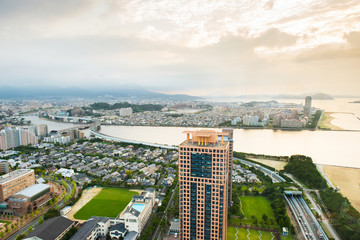 Fototapeta premium View of Fukuoka cityscape in Kyushu, Japan...