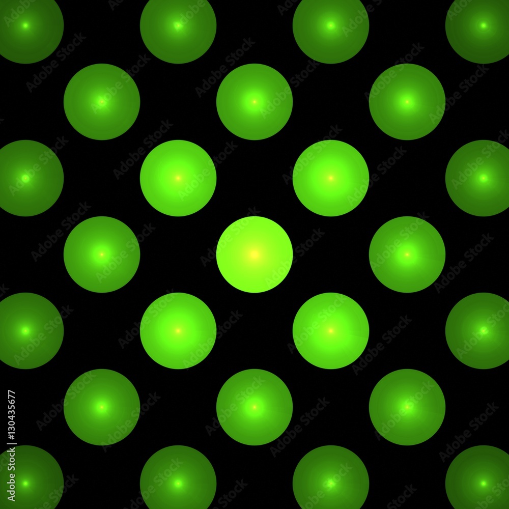 Aufkleber green circles on a black background, abstract dark fractal computer generated image, background for 
