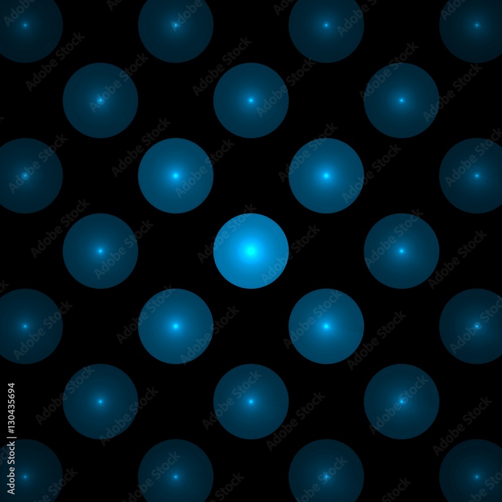 Poster blue circles on a black background, abstract dark fractal computer generated image, background for t
