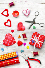 Fototapeta na wymiar Crafts for Valentine's day