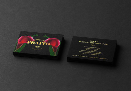 Two Black and Gold Business Cards Mockup 2