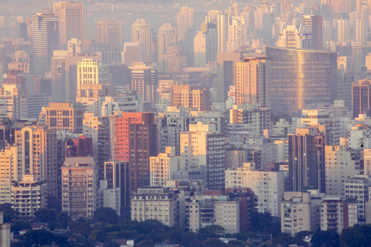 A view of the Sao Paulo skyline from Jardins, Sao Paulo, Brazil