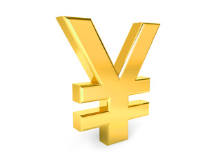 Fototapeta premium Golden symbol of yen. Collection. 3d rendering