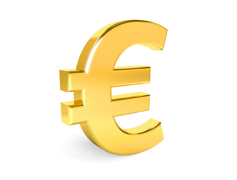 Golden symbol of euro. Collection. 3d rendering