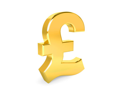 Golden symbol of pound. Collection. 3d rendering