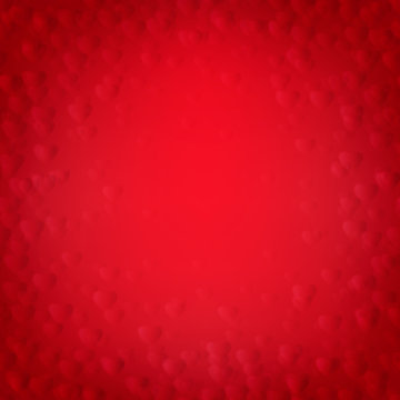 Vector illustration of red background with hearts