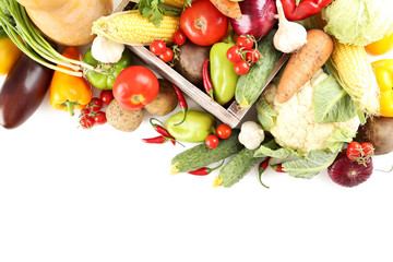 Ripe and tasty vegetables on a white background