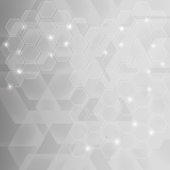 Abstract background design with transparent hexagons