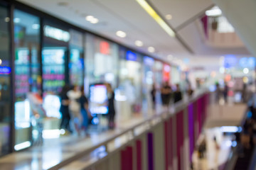 Blurred image of people walking at shopping mall 