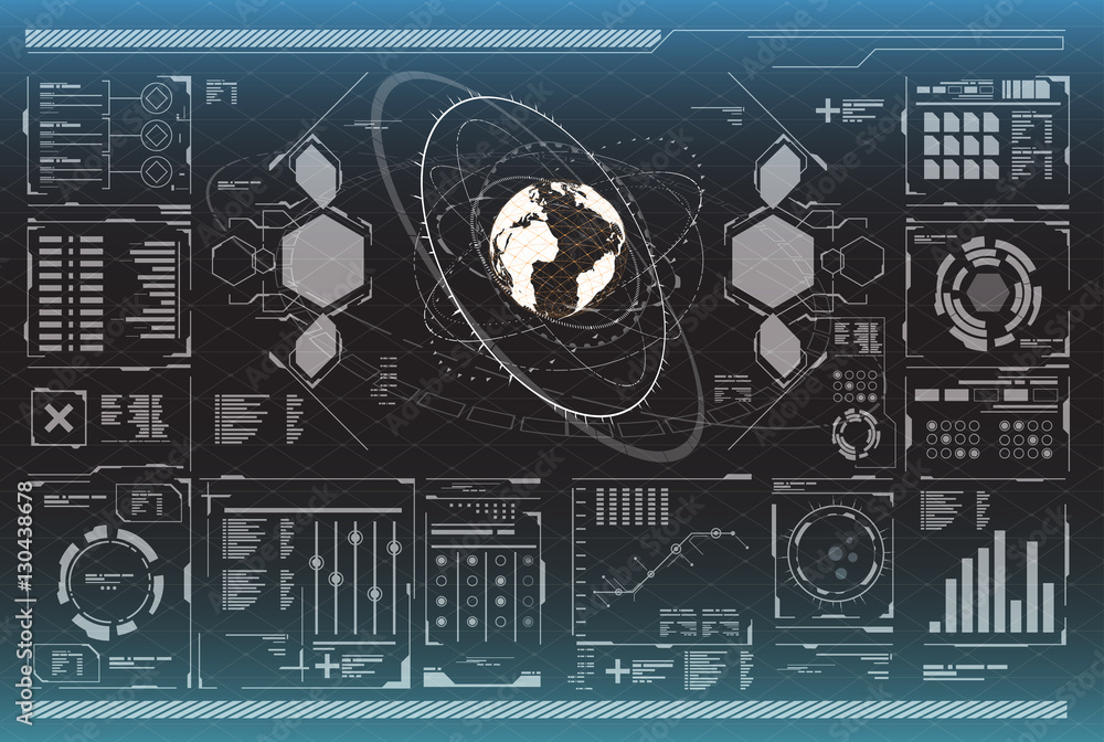 Poster infographic elements. head-up display elements for the web and app. futuristic user interface. virtu