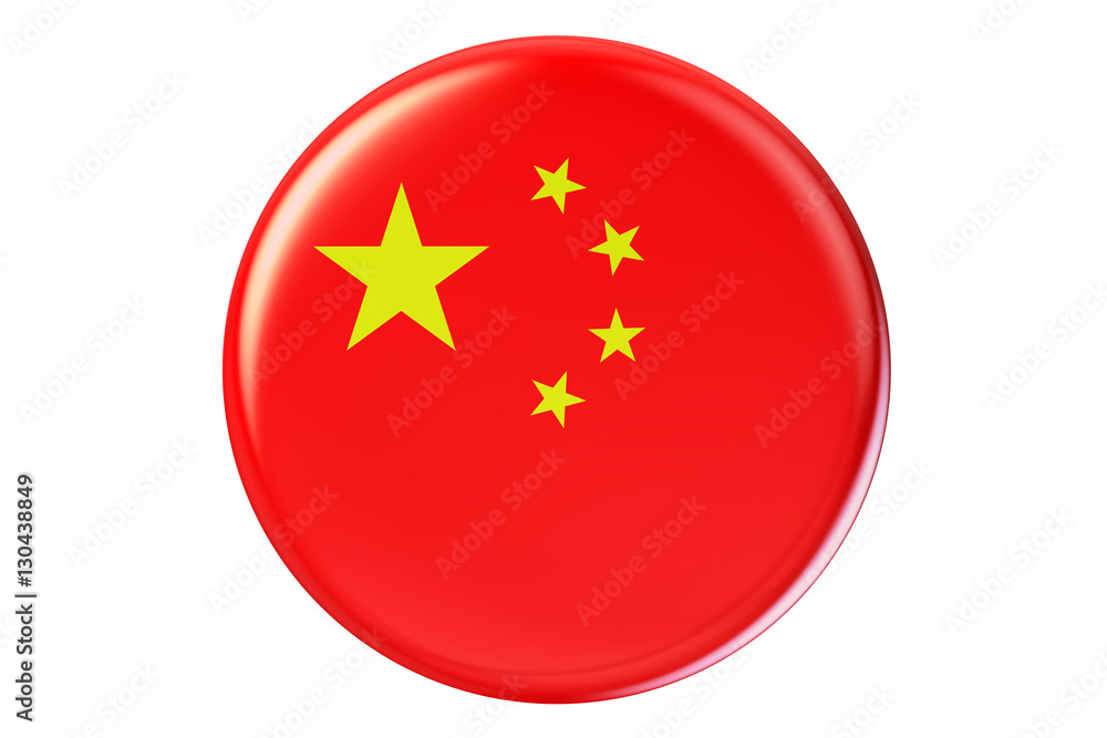 Poster badge with flag of china, 3d rendering
