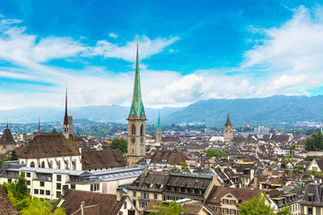 Naklejka premium Panoramic aerial view of Zurich