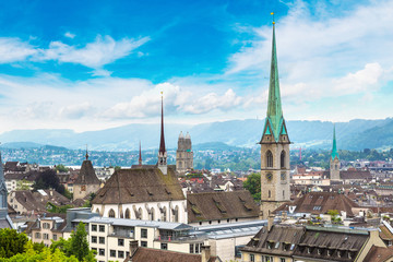 Panoramic aerial view of Zurich