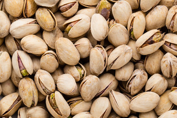 Roasted and salted pistachios in shell.