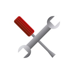 screw and wrench  crossed over white background. repair tools design. vector illustration