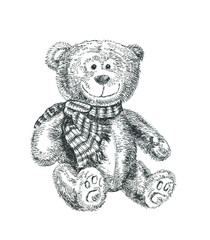 Teddy bear is a toy, a gift for a loved one, a kind toy. Bear illustration.