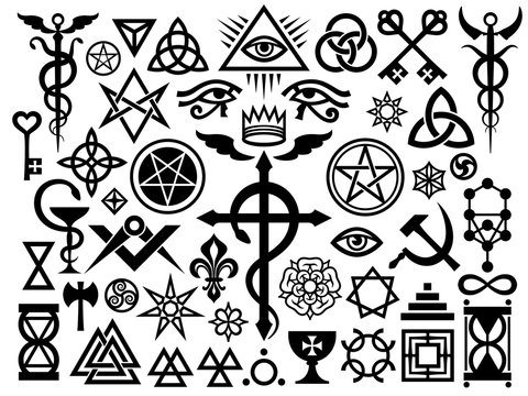Medieval Occult Signs And Magic Stamps, Sigils, Locks, Knots. Mystic symbols (Revisited issue: Origin set)