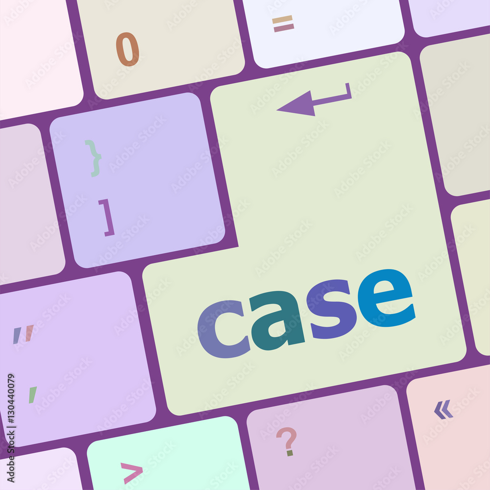 Poster case word on keyboard key, notebook computer button