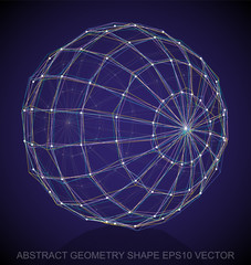 Abstract stereometry shape: Multicolor sketched Sphere. Hand drawn 3D polygonal Sphere. EPS 10, vector.