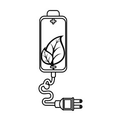 battery with leafs plant vector illustration design