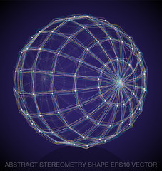 Abstract geometry shape: Multicolor sketched Sphere. Hand drawn 3D polygonal Sphere. EPS 10, vector.