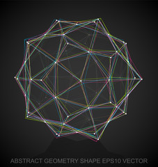 Abstract geometry shape: Multicolor sketched Dodecahedron. Hand drawn 3D polygonal Dodecahedron. EPS 10, vector.