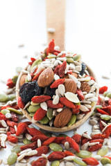 Mix of almonds,dried Goji berries,pupkin seeds,raisins and sunflower seeds