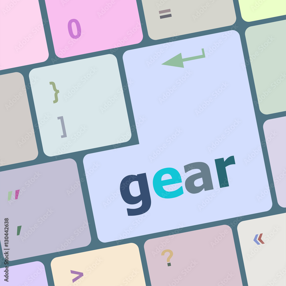 Poster gear button on computer pc keyboard key