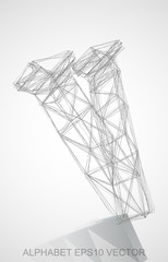 Vector illustration of a Pencil sketched V. Hand drawn 3D V.