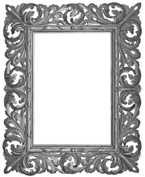 recommend clip art: Vintage silver plated wooden frame Isolated with Clipping Path